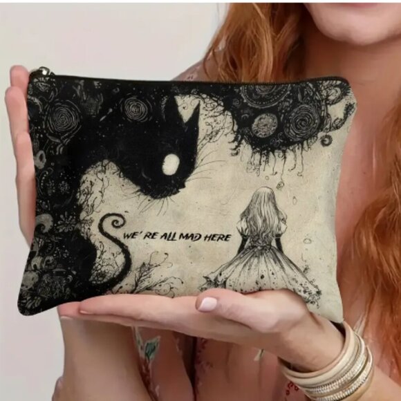 Alice In Wonderland We're All Mad Here Makeup Card Tarot Bag NWT - Picture 1 of 3